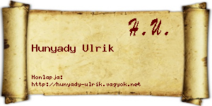 Hunyady Ulrik névjegykártya